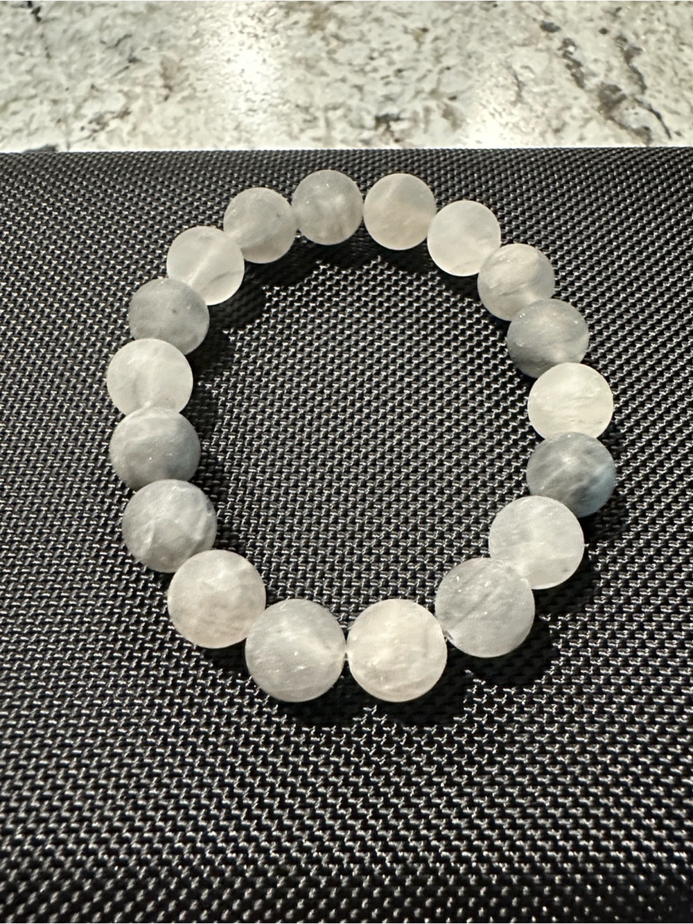 Matte Gray Crystal Quartz Bead Stretch Bracelet 10mm- Women Jewelry